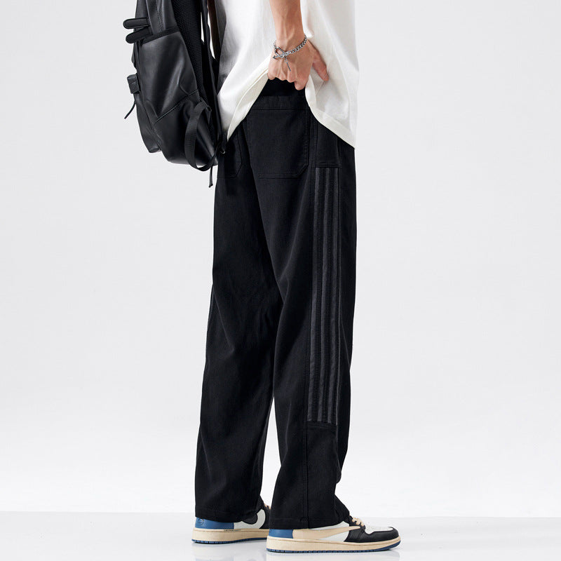 Straight Wide Leg Stitching Contrast Color Comfortable Pants