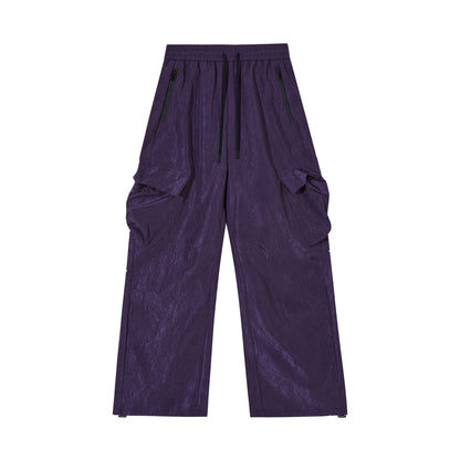 Vintage Crumpled Texture Loose Casual Paratrooper Pants Trousers
