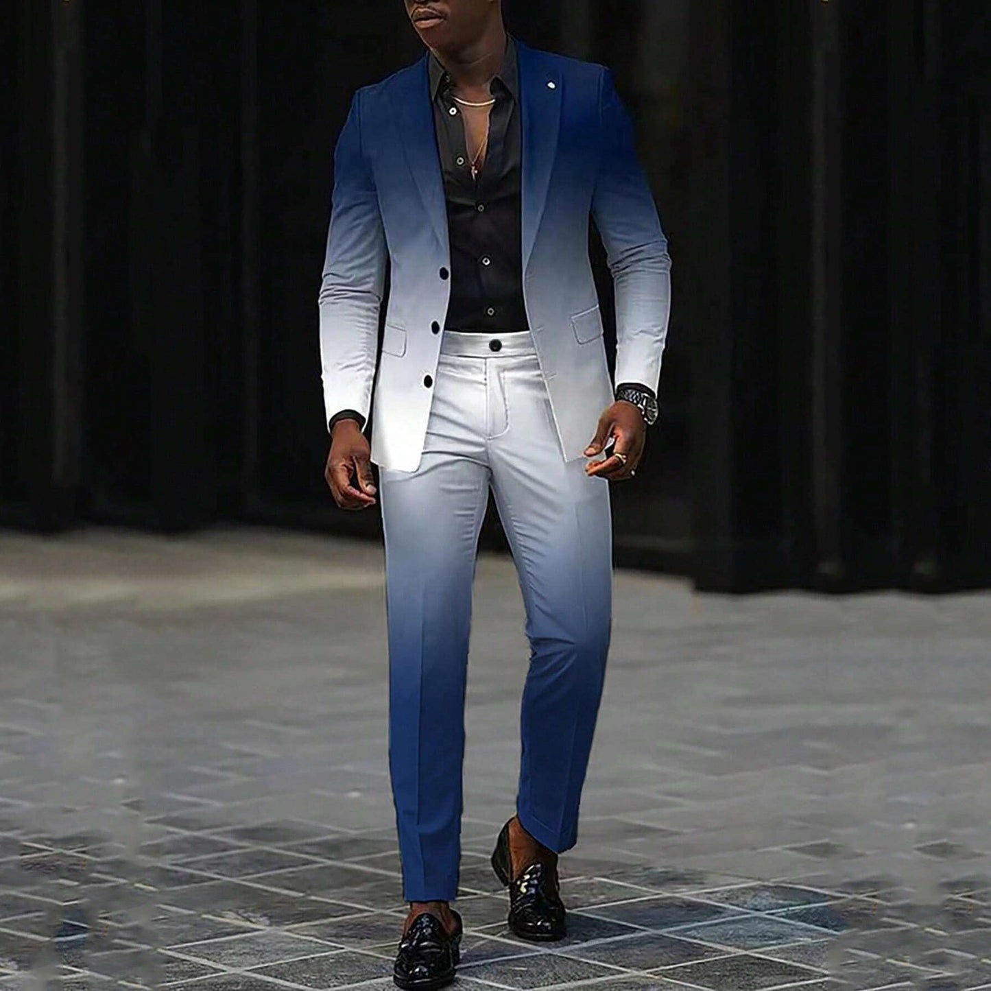 Trendy All-matching Men's High Quality Gradient Suit