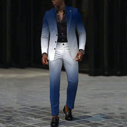Trendy All-matching Men's High Quality Gradient Suit