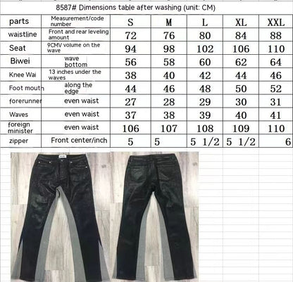 Niche Washed Distressed Stitching Contrast Color Brush Wax Slightly Flared Jeans