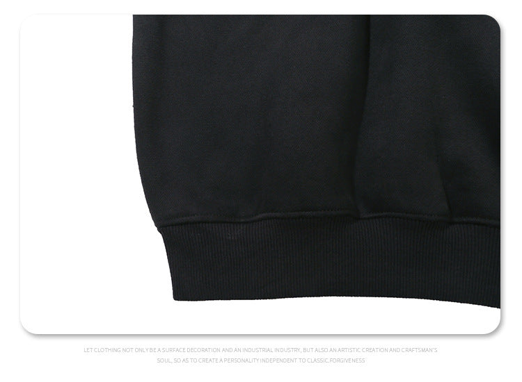 Stitching Contrast Color Velvet Padded Hooded Sweatshirt