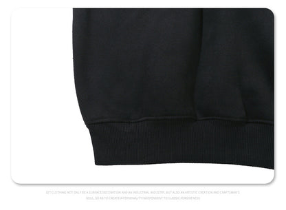 Stitching Contrast Color Velvet Padded Hooded Sweatshirt