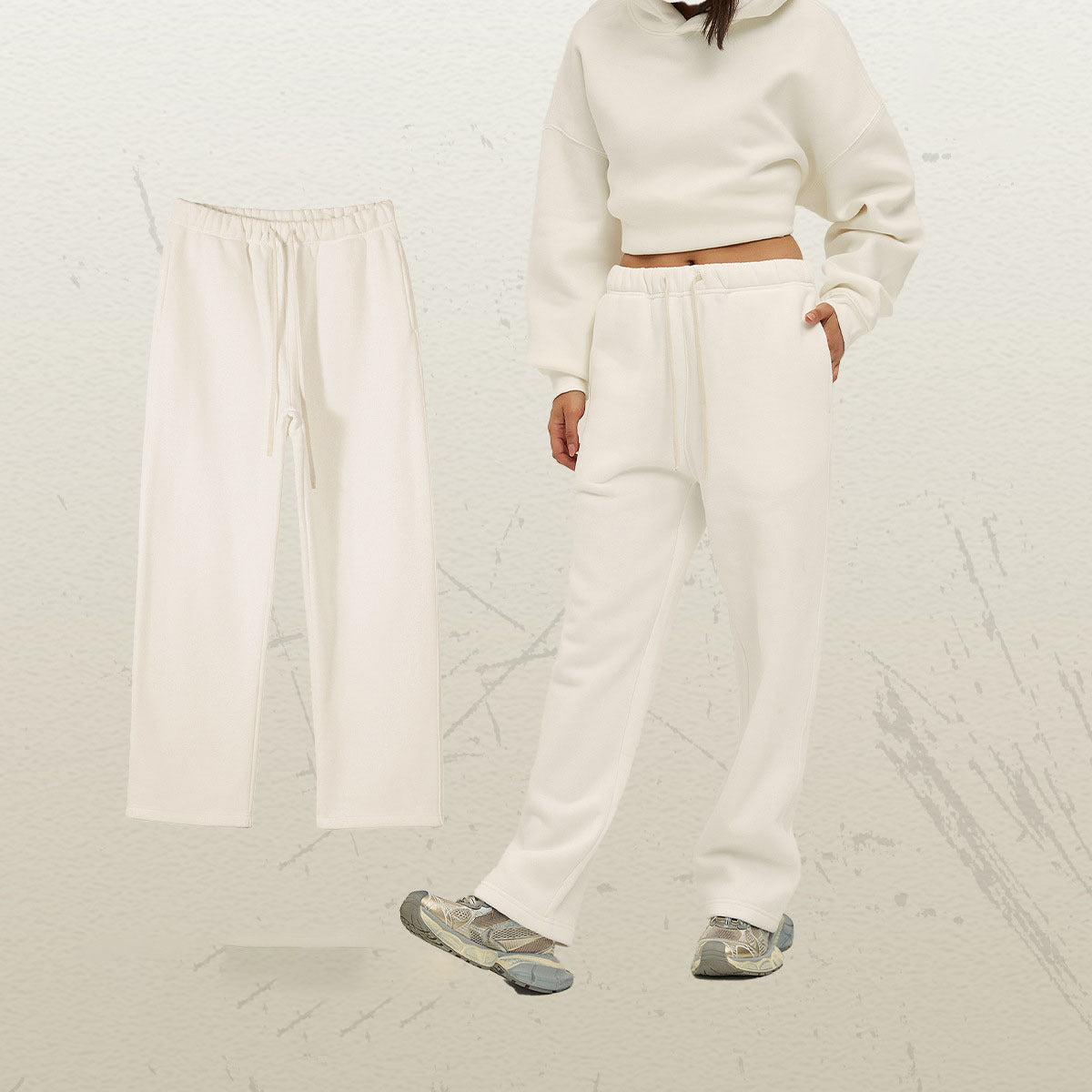 Women's Straight Velvet Solid Color Loose Sports And Leisure Trousers