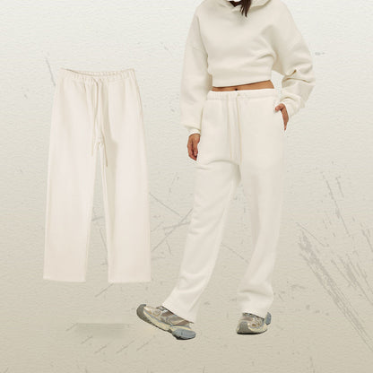 Women's Straight Velvet Solid Color Loose Sports And Leisure Trousers
