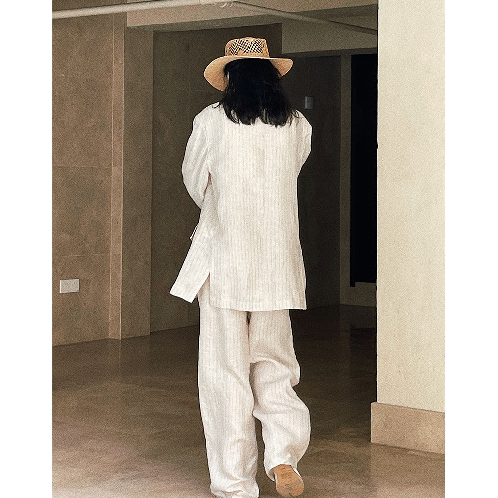 Striped Loose Slim Cool Casual Coat Woman