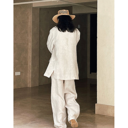 Striped Loose Slim Cool Casual Coat Woman