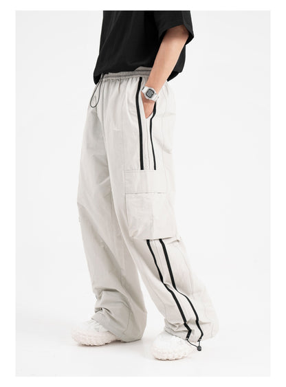 American Retro Piano Bag Stitching Casual Straight Trousers