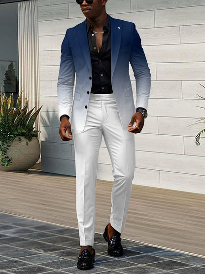 Trendy All-matching Men's High Quality Gradient Suit