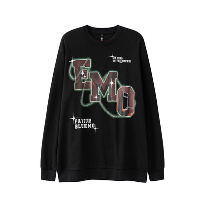 Fashion Letters Printed Long Sleeve Crew Neck Sweater