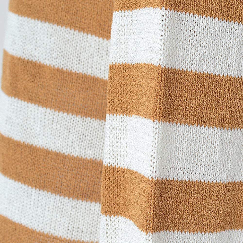 Plus Size Women's Loose Striped Sweater Long Sleeve Color Matching Round Neck Sweater