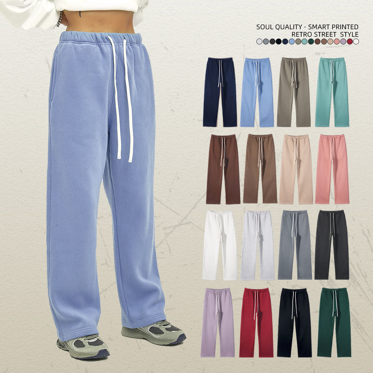Women's Straight Velvet Solid Color Loose Sports And Leisure Trousers