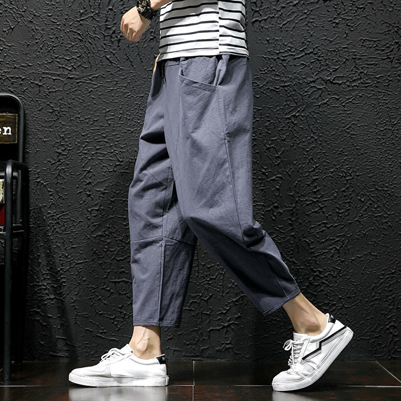 Summer Cropped Pure Cotton And Linen Linen Pants