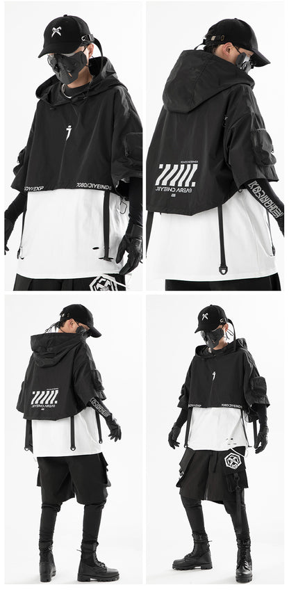 Spring And Summer Mechanical Style Hooded Shawl Men