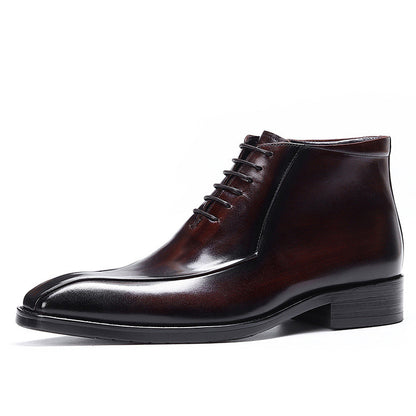 Men's Genuine Leather Pointed Toe Business Suit