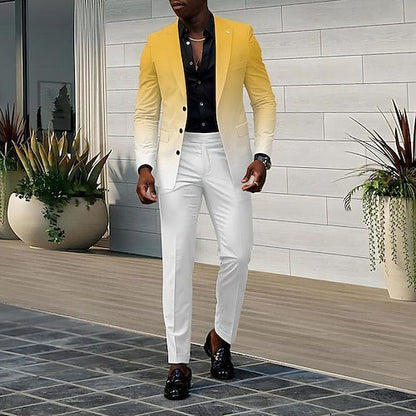 Trendy All-matching Men's High Quality Gradient Suit