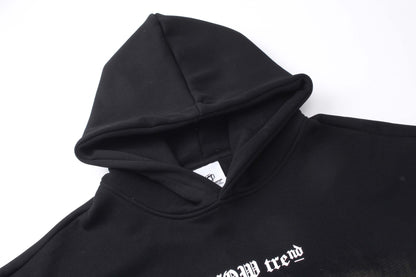 Letter Printing Velvet Padded Hooded Sweatshirt