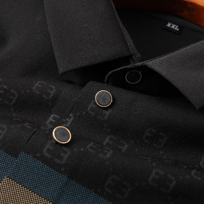 Business Men's Polo Shirt Breathable Printed T-shirt