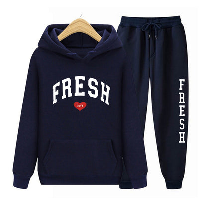 Fashion Printed Sports Sweater Warm Hoodie Casual Suit