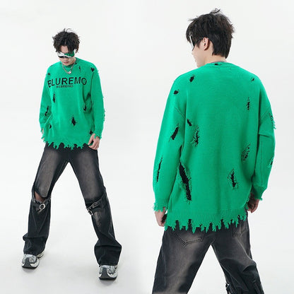 High-Grade Ripped Pullover Sweater
