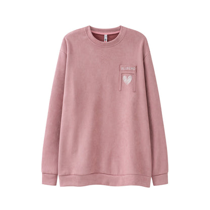 Street Patch Letter Three-dimensional Embroidered Deerskin Velvet Sweater