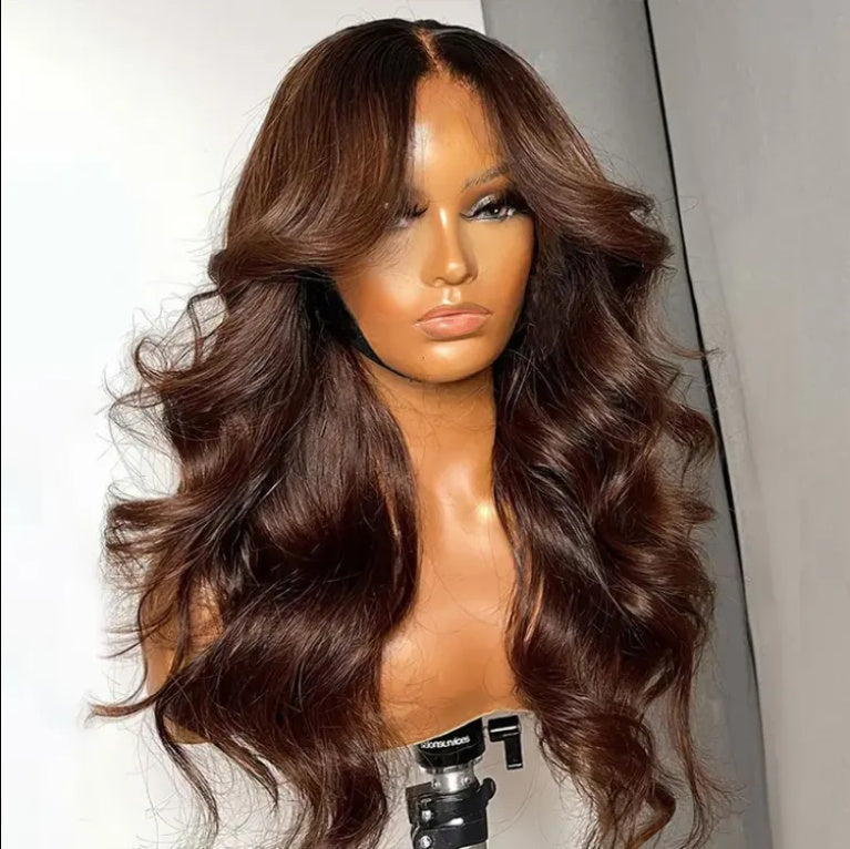 Pre-glue Free 13x5 Body Wavy Lace Front Wig With Bangs Hd Pre-cut Lace Human Hair Wig