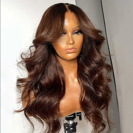 Pre-glue Free 13x5 Body Wavy Lace Front Wig With Bangs Hd Pre-cut Lace Human Hair Wig